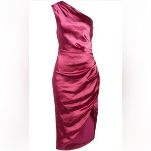 Elliatt- Cassini One Shoulder Satin Dress-Deep Berry, New with Tags XS